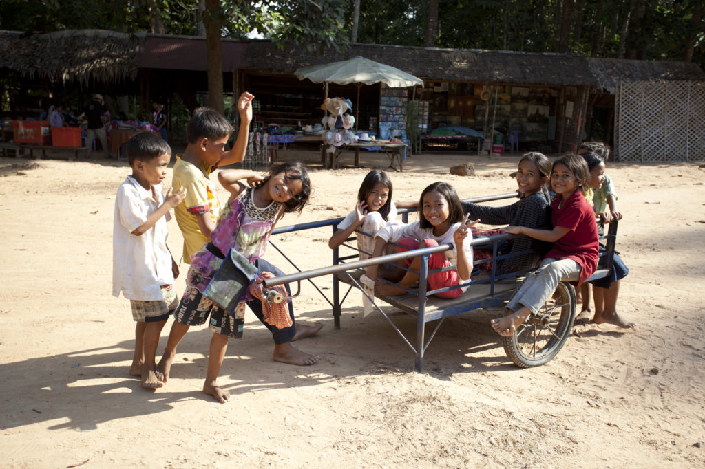 Kids outside Preah Ko temple, Roluos group