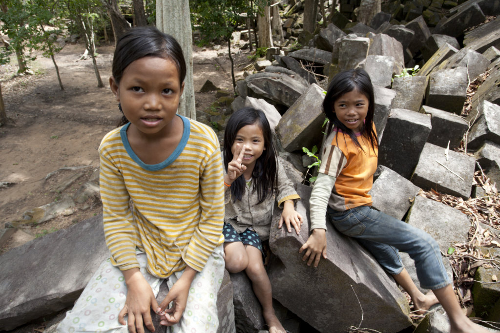 Kids at Beng Melea temple