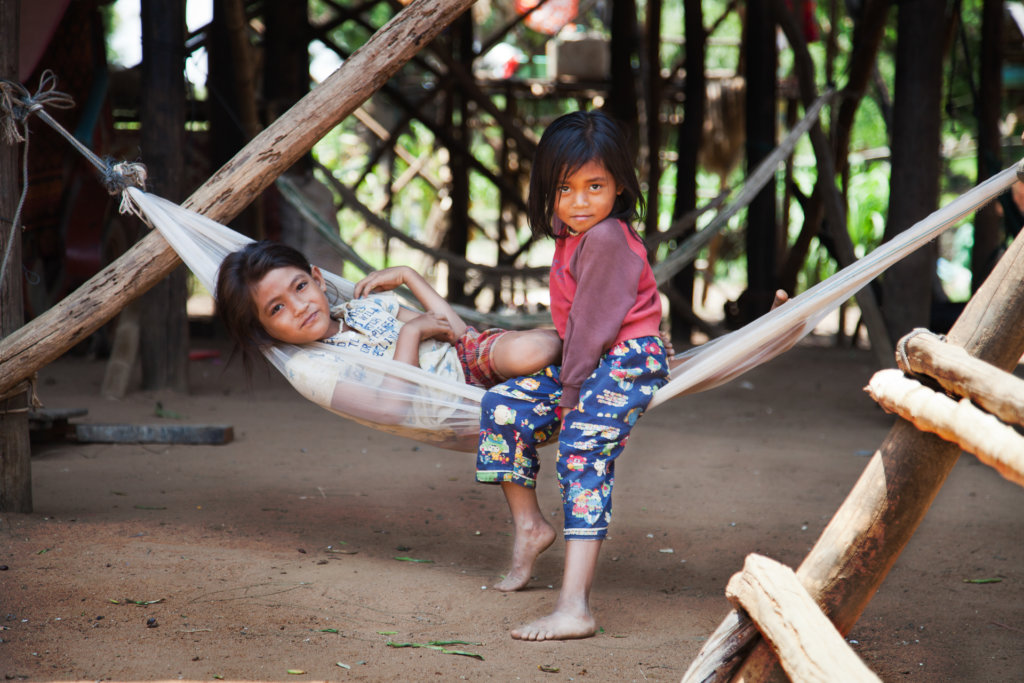 Kids at Kompong Pluk stilted fishing village