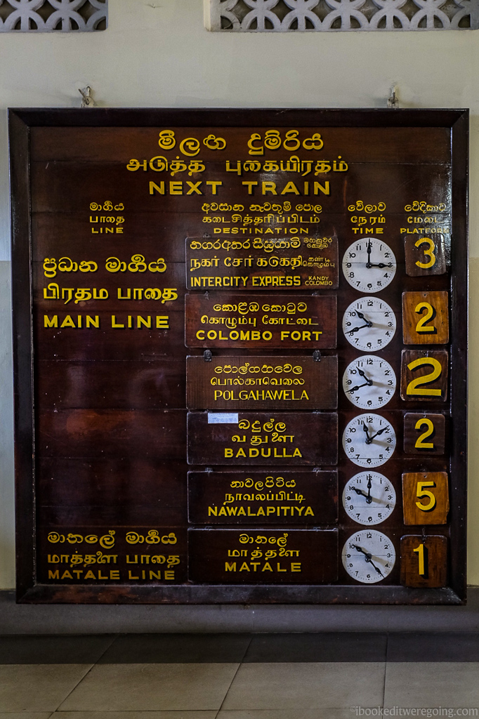 Timetable at Kandy railway station