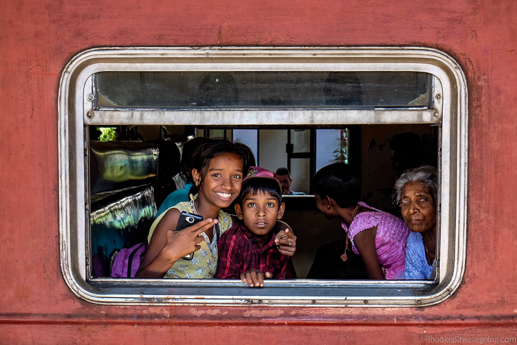 Friendly locals at Kandy railway station