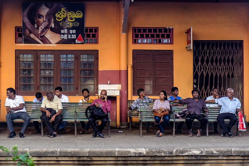 Commuters at a train station